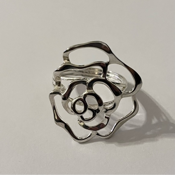 Sterling Silver Large Blooming Rose Flower 925 Statement Ring Size 11.5-12 - Picture 3 of 16